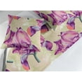 thumbnail image 2 of Iris Flowers Bed Runner Set, Detailed Watercolor Painting Pattern Petals and Peduncles of Spring, Decorative Bedding Scarf & 2 Pillow Shams for Hotels Homes, King, Pale Khaki and Purple, by Ambesonne, 2 of 3