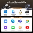 thumbnail image 3 of UGREEN 4K Webcam for PC Ultra HD 1080P 60FPS Web Camera with Microphone, Privacy Cover, 70&Acirc;&deg; Fov, PDAF Autofocus, USB A and USB C Adapter, Plug & Pl, 3 of 7
