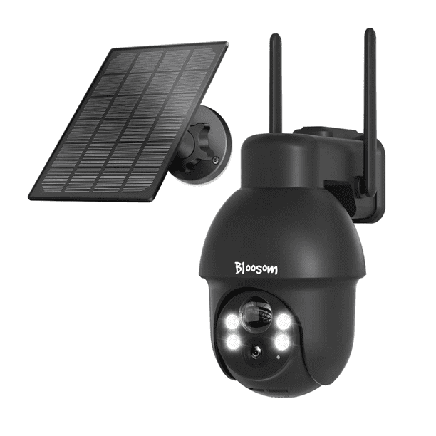 Cámara De Vigilancia Bloosom Solar Ptz Con Batería Recargable Alexa Negro