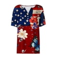 thumbnail image 4 of Xdegoge 4Th of July Patriotic Blouses for Women USA American Flag Short Sleeve V Neck Stars and Stripes Relaxed Fit Sunflower Print Flowy Summer Tops, 4 of 7