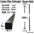 thumbnail image 5 of 4 6mm X 1000mm - PULTRUDED-Square Carbon Fiber Rod. 100% Pultruded high Strength Carbon Fiber. Used for Drones, Radio Controlled Vehicles. Projects requiring high Strength to Weight Components., 5 of 10