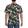 thumbnail image 3 of Bixox Men's Lilies Flowers Printed Short Sleeve Skinny Athletic T-Shirt, 3 of 6
