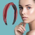 thumbnail image 2 of Unique Bargains 1 Pc Grace Stripe Pattern Wide Cross Knot Headbands for Women Wine Red, 2 of 6