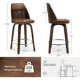 thumbnail image 3 of 26" Swivel Counter Height Bar Stools Set of 3 with Backs, Mid Century for Kitchen Island, Brown, 3 of 7