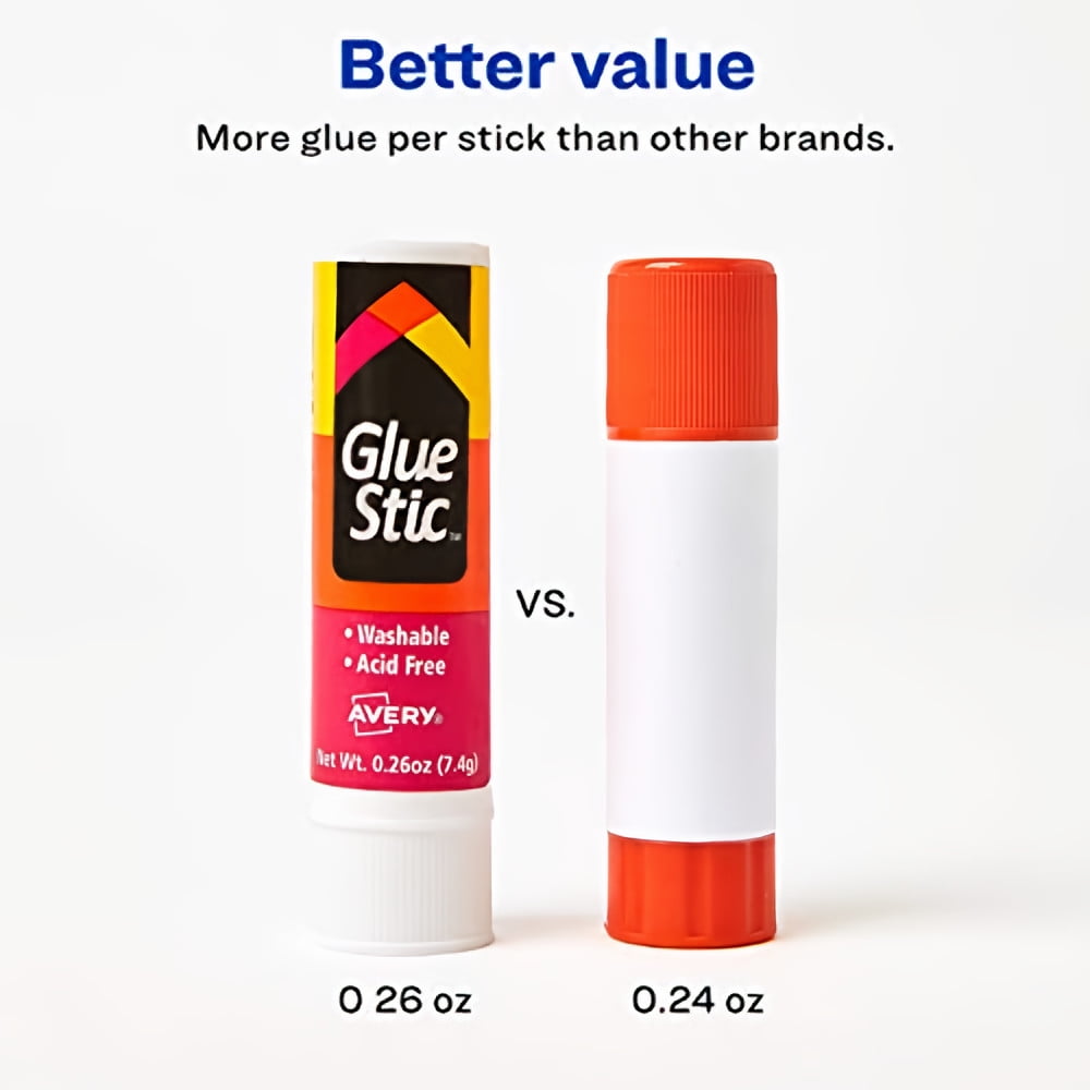 Avery Glue Stic Washable Nontoxic 0.26 oz (Pack of 16)