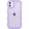 TIAN LI Case for iPhone 12, Cute Kawaii Curly Wave Frame Shape Soft Silicone Shockproof Protective Phone Cover for Women Girls, Clear/Purple