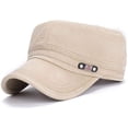 thumbnail image 2 of Adjustable Flat Top Cap Solid Brim Army Cadet Style Military Hat for Men, 2 of 6