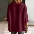 thumbnail image 6 of Stamzod Cardigan for Women Casual Cotton Linen Button Up Shirt Jacket Plus Size 3/4 Length Sleeve Womens Tops Wine S, 6 of 7