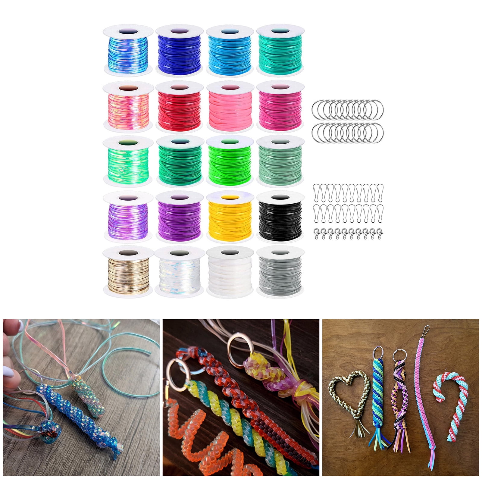 Versatile Lanyard Set Handy Plastics Lace Cords with Lobster Clasps and Key Rings Keychain Accessory for Craft Bracelets