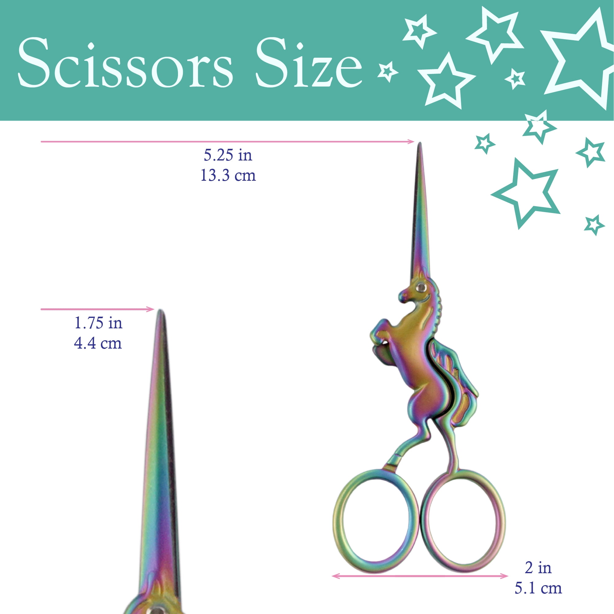 JubileeYarn Unicorn Embroidery Craft Stainless Steel Scissors - Rainbow - 10 Pairs
