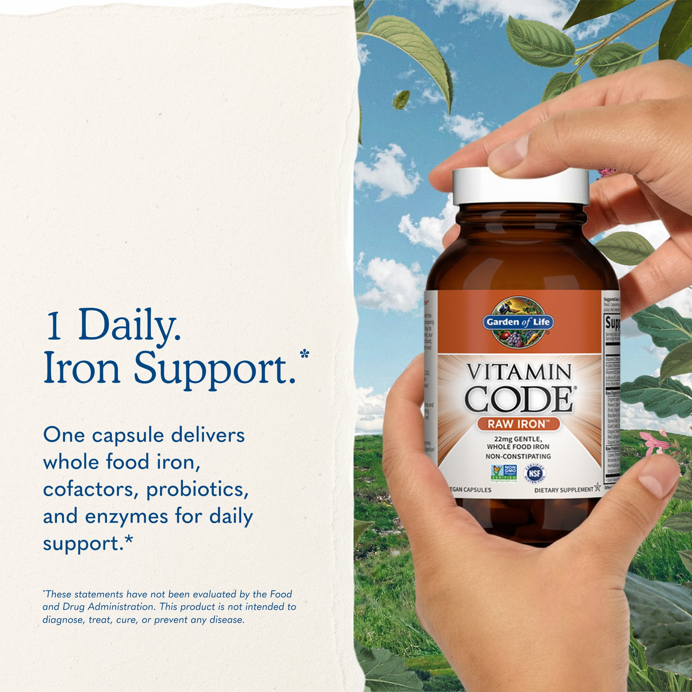 Garden of Life, Vitamin Code RAW Iron, 30 Capsules - Walmart.com