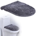 thumbnail image 2 of Meiix Solid Toilet Lid Cover Soft Fleece Washable Toilet Lid Protector Non-Slip Bathroom Mat Decor Absorbent Cushion for Comfort Dark Gray, 2 of 9