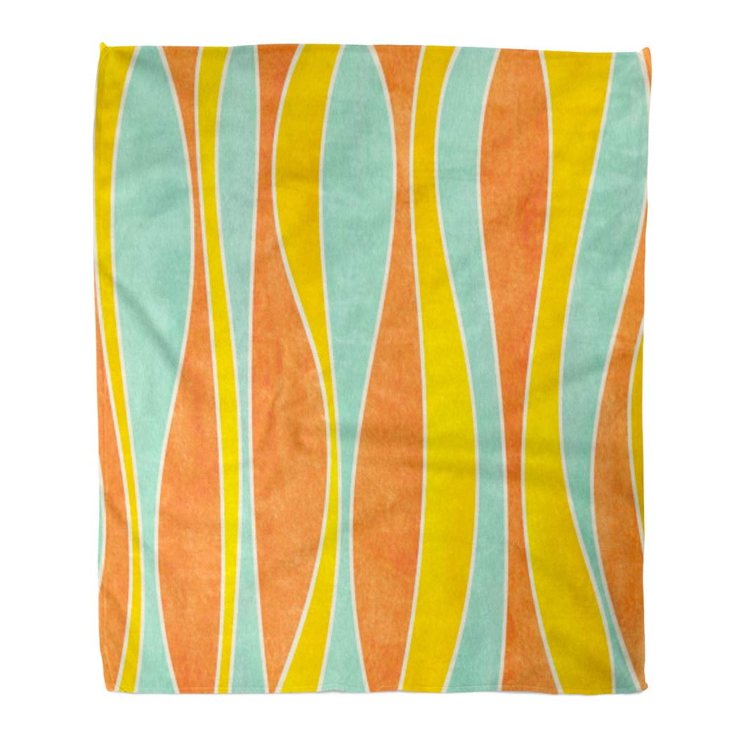 LADDKE Throw Blanket 58x80 Inches Watercolor Yellow Seafoam Blue and