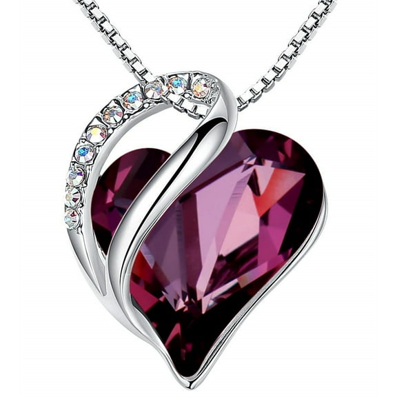 TINGN Infinity Love Heart Pendant Necklace with Birthstone Crystals for 12 Months Jewelry Gifts for Women