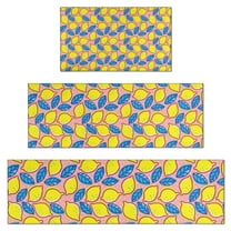 Yellow Lemon Fruit Leaves Pink Pattern Kitchen Rugs Sets Of 3,Kitchen Runner Rugs Non Skid Washable,Decorative Kitchen Floor Mats for Kitchen,Sink,Laundry,17"x30"  17"x47"   17"x59"