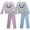 Grey/Blue-Grey/Pink, variant on Girls Pajama Set - Short Sleeve Tee and Pajama Pants Set 4 Piece Girls Sleepwear Set