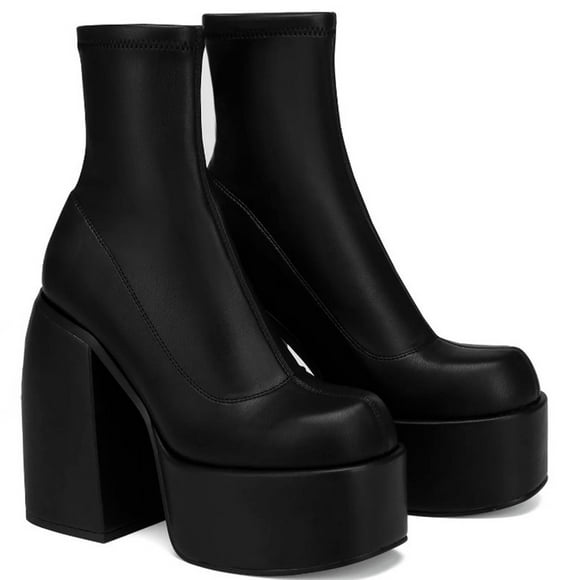Amzcrzy Ankle Boots for Women Oversized Women's Thick Heeled Denim High Heeled Matte Slim Leg Elastic Short Boots Womens Booties Women's Boots Booties for Women Boots for Women Womens Cowboy Boots