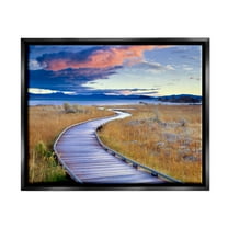 Stupell Industries Coastal Boardwalk Sunset Coastal Photography Black Floater Framed Art Print Wall Art