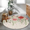 thumbnail image 3 of Pink Valentine's Day Round Area Rug 3.3Ft Washable Circle Rugs for Dining Room Table, Romantic Roses Weeping Watercolor Rustic Non-Slip Carpet Floor Mats Indoor Outdoor Carpet Runner Home Decor, 3 of 8