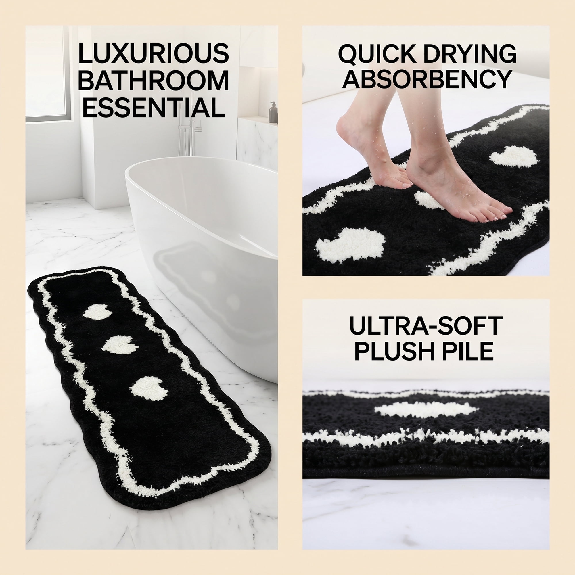 Unique Bargains Extra Long Shaggy Faux Fur Non-Slip Plush Rug Black 47" x 16"
