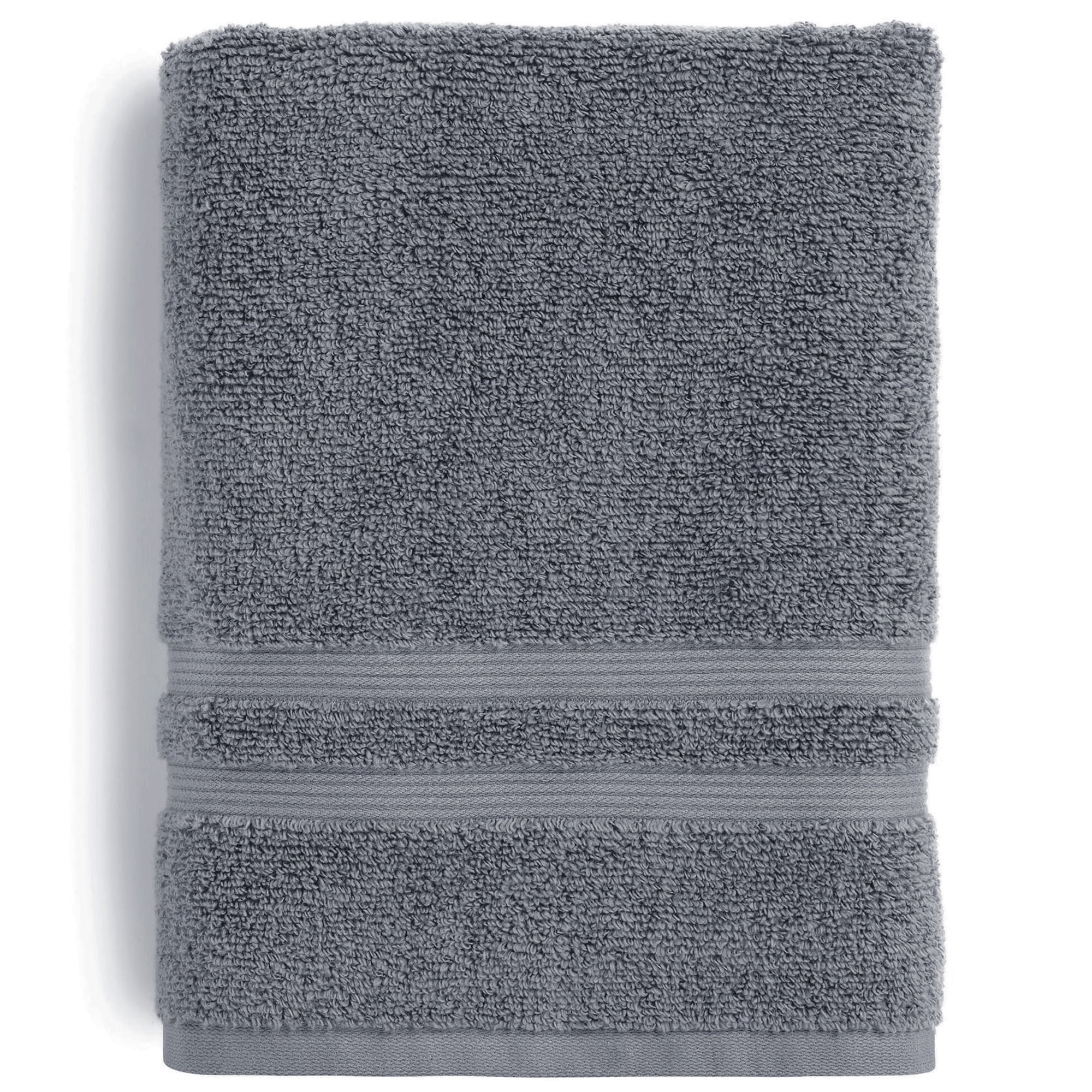 (4 pack) Mainstays Performance Cotton Bath Towel, Super Soft Quick Dry Fade Resistant, Solid Grey