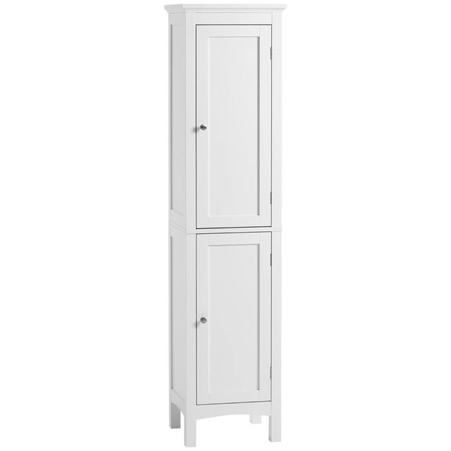 kleankin Armoire de Rangement Haute pour Salle de Bain avec Tablettes Ajustables, Blanc