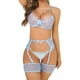 thumbnail image 1 of Gibobby Conjunto Lencería Tanga Y Bralette Lencería para mujer con encaje frontal abierto, ropa de dormir halter Nighty(Azul, G), 1 of 4