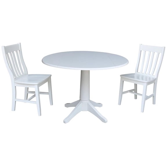 42 In Round Top Drop Leaf Table with 2 Chairs