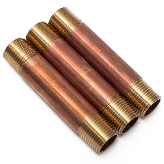 LTWFITTING Brass Pipe 4" Long Nipples Fitting 1/2" Male NPT Air Water(Pack of 3)