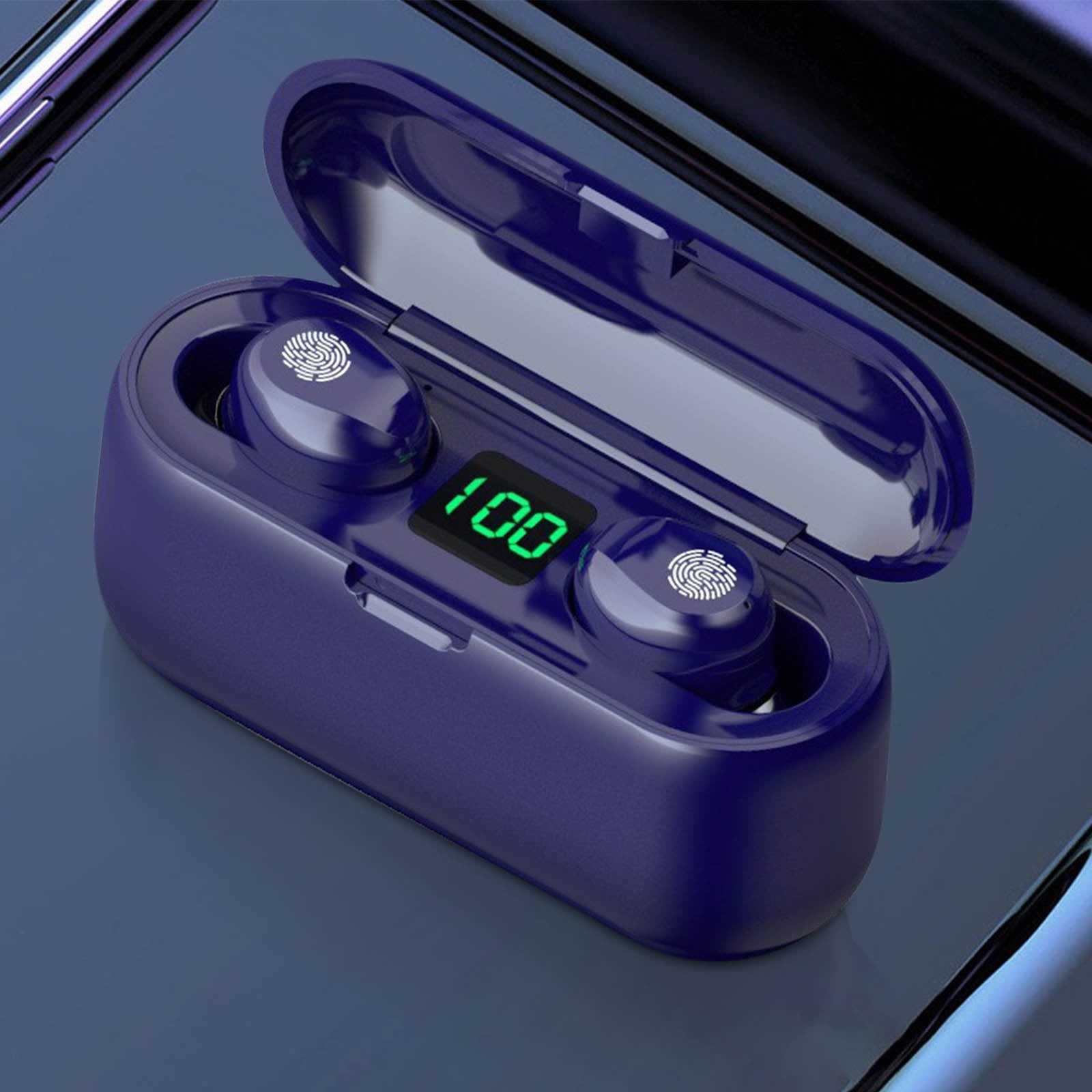 Bluetooth Headphones True Wireless Earbuds 60H Playback LED Power Display Earphones with Wireless Charging Case IPX5 Waterproof in-Ear Earbuds with Mic for Smart Phone Laptop TV Computer Sports
