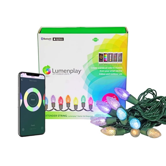 Lumenplay Extender Light String, 12.5' extension w/ 12 RBG LED lights (C7)