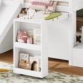 thumbnail image 6 of Bellemave Low Twin Size Loft Bed with Slide, Desk, Stairs and Storage, Wood House Loft Bed Frame with 3 Drawers and Shelves, Space Saving Design for Kids Boys Girls（White）, 6 of 8
