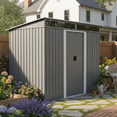 thumbnail image 2 of Homy Casa Metal Outdoor Storage Shed with Sliding Door, Weather Resistant Backyard Tool Shed, 2 of 7