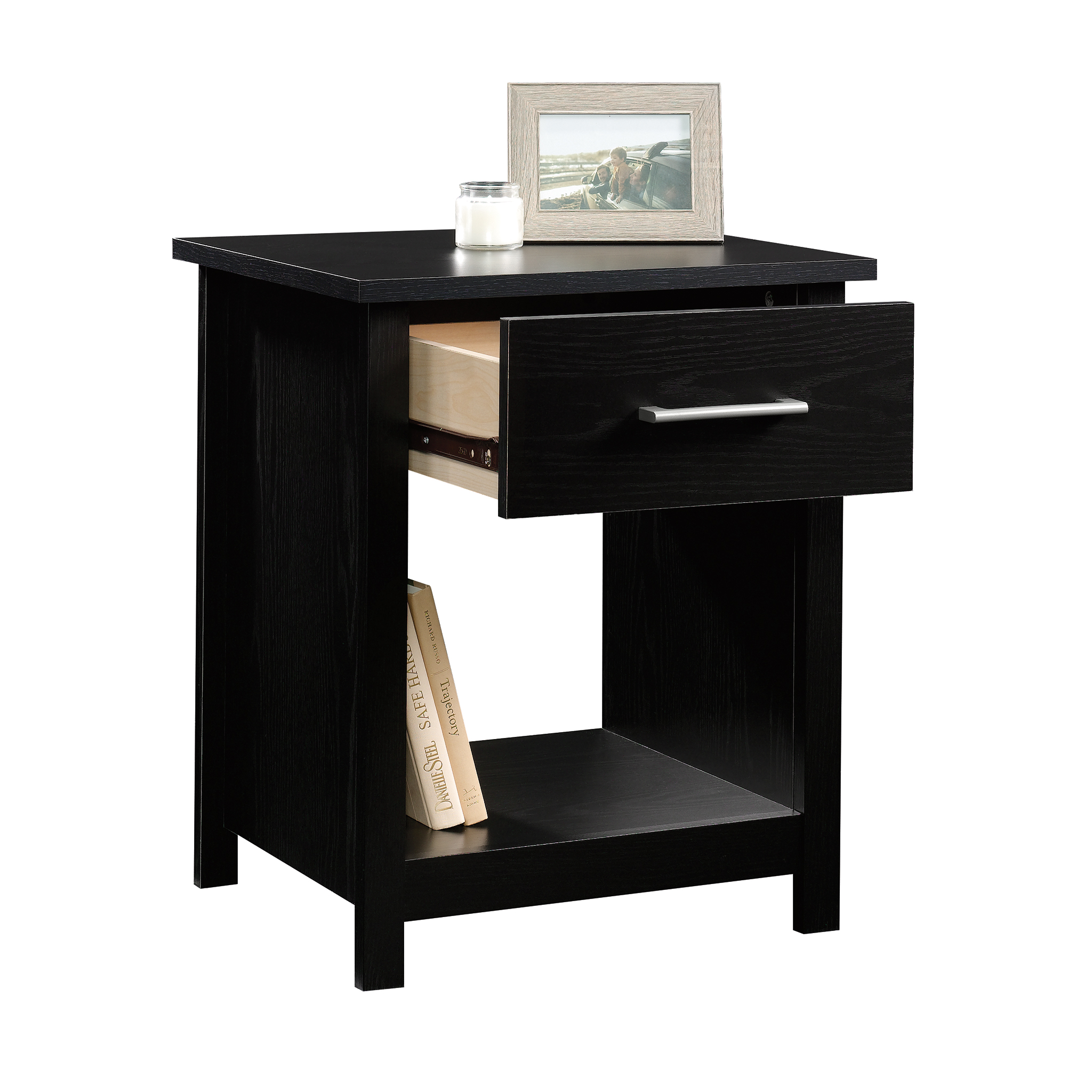 Mainstays Hillside Nightstand with Drawer, Blackwood Finish