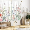 thumbnail image 3 of Watercolor Pink Flower Kitchen Curtains Floral Plant Wildflower Bathroom Curtains Window Treatment Drapes Tier Spring Cafe Small Bedroom Short French Door Curtains 42"W x 96"L (Pack of 2), 3 of 6