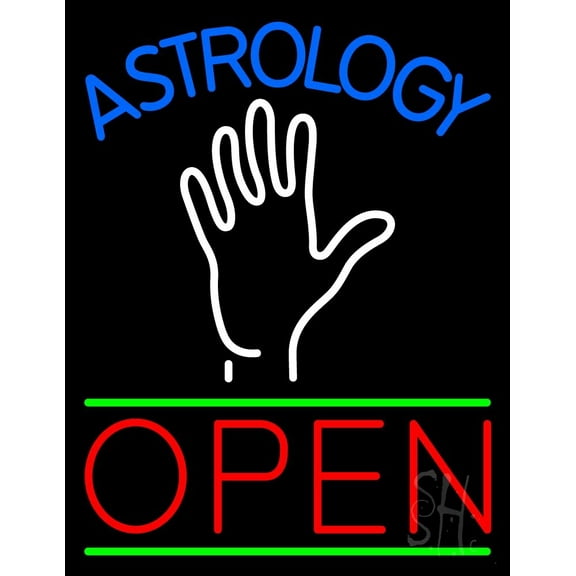 Astrology Open LED Neon Sign 19" Tall x 15" Wide - inches Black Square Cut Acrylic Backing, with Dimmer - Bright and Premium built indoor LED Neon Sign for Storefront.