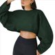 thumbnail image 2 of Sudaderas de Larga con Globo para Mujer, Sudaderas , Cuello Redondo Extragrande Verde Oscuro XS, 2 of 8