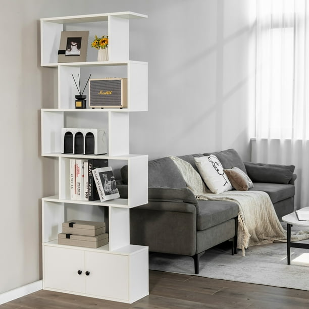 Gymax 2PCS 6 tier Geometric Bookcase S shaped Z shelf Bookshelf
