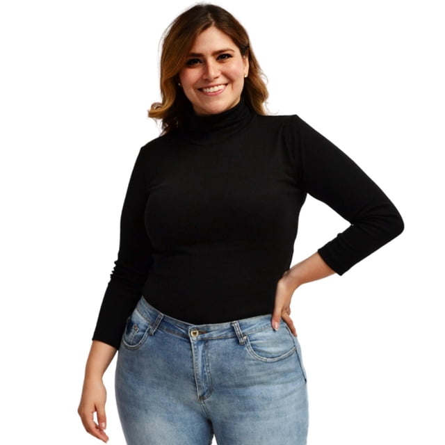 Blusa Cuello de Tortuga Roman Fashion Talla Extra Modelo 316 Negro 38