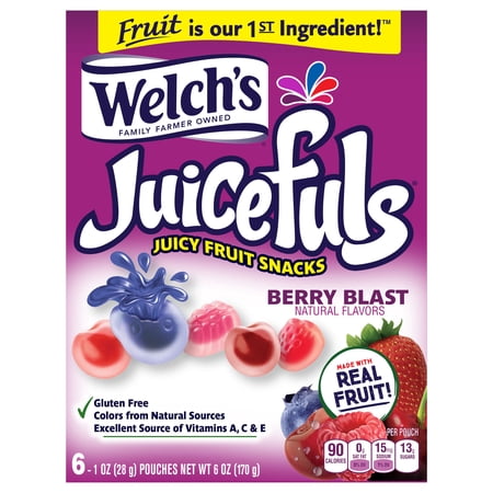 Welch's Juicefuls, Berry Blast Fruit Snacks, 1 Ounce, 6 Pouches