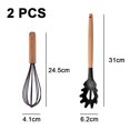 thumbnail image 2 of 2 utensilios de cocina de silicona con mango de madera, no tóxicos y antiadherentes, resistentes al calor y aptos para lavavajillas, 2 of 5