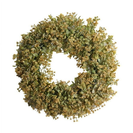 16 Inch Large Autumn Wreath for Front Door, Porch, Window - Artificial Boxwood Leaf Outdoor Fall Wreath for Home, Farmhouse Wall Thanksgiving Harvest Festival Decoration