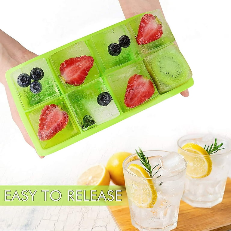 Set of Silicone Ice Cube Trays Makes 8 Large 2 in. x 2 in. Cubes Each for  Beverages, Reusable and BPA Free (2-Piece) 891314CGQ - The Home Depot