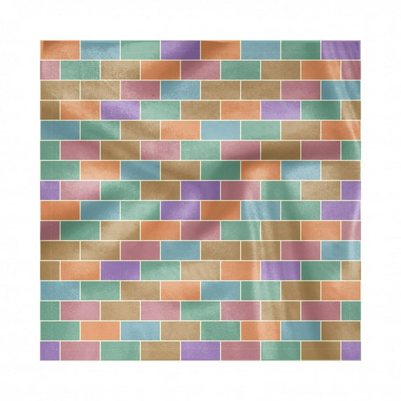 Colorful Decorative Satin Napkins Set of 4, Vintage Brick Wall Motif Geometric Rectangles Pattern Retro Design Inspirations, Square Fabric Party & Dinner Napkin, 12", Multicolor, by Ambesonne