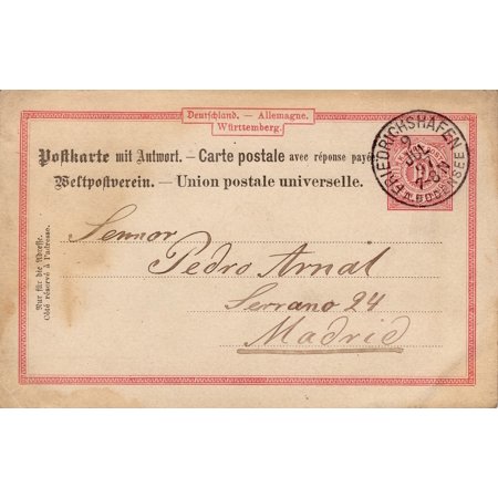 LAMINATED POSTER Nostalgia Germany 1897 Stamp Postcard Old Font Poster Print 24 x 36
