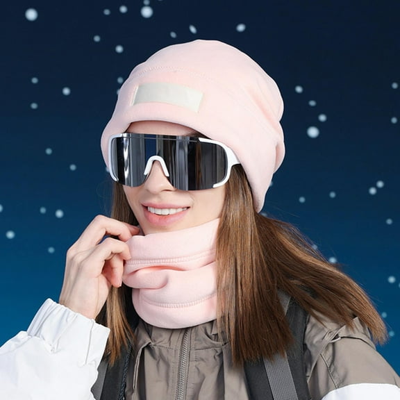 ZSQDM Women's Winter Warm Ear Knitted Hat Gloves Hat Shawl Set Fleece Hat Scarf Set with Fleece Hood Outdoor Cycling beanies Hard Hat Sun Shade Scarf ,Hat,& Gloves Baseball Cap Women