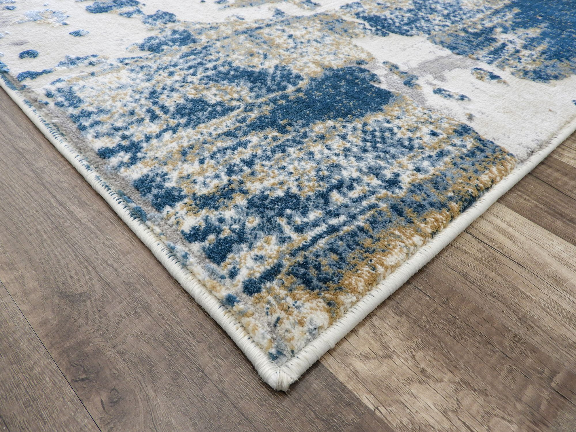 Rugs America Astor AD40D Sapphire Blue Transitional Abstract Ivory Area Rug, 2'x8'
