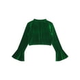 thumbnail image 4 of TiaoBug Girls Velvet Bolero Shrug Cardigan Bell Bottom Long Sleeve Shawl Party Dress Cape Outerwear Green 6, 4 of 5
