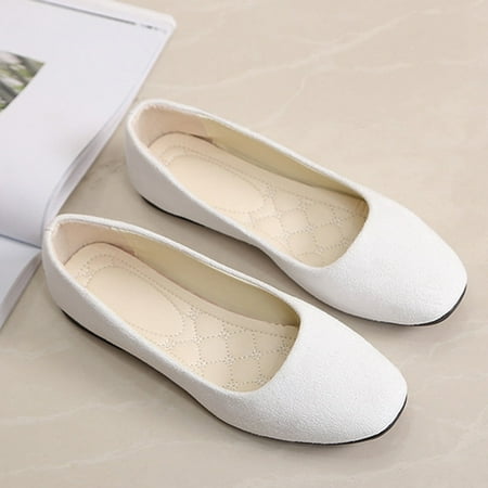 Women Girls Solid Big Size Slip On Flat Shallow Comfort Casual Single Shoes