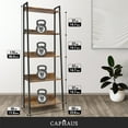 thumbnail image 4 of CAPHAUS 5 Tier Ladder Bookshelf, 24 Inch Width Free Standing Shelf, Bookcase Shelf Storage Rack Organizer, Industrial Book Shelves for Home Office, Living Room, Kitchen, Rustic Oak, Vintage Shelves, 4 of 9